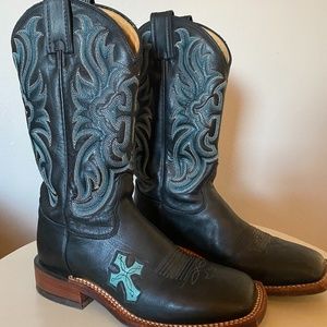 Tony Lama Black & Turquoise Cross boots